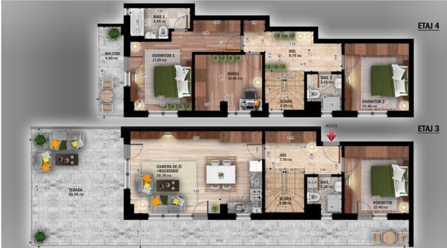 DUPLEX 5CAM. BLOC FINALIZAT P+4 / IZOLATIE CU VATA BAZALTICA! - Poză 2