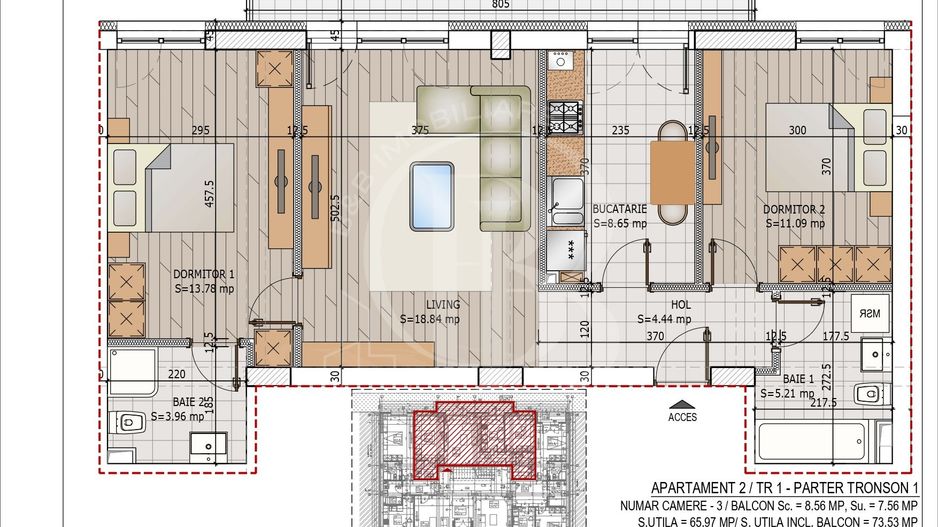 Apartament 3 camere Titan Pallady Metrou N. Teclu Comision 0 - Schiță 16