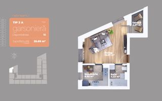 Garsoniera Decomandata Liviu Rebreanu Lidl Bratarii Comision 0 - Schiță 2