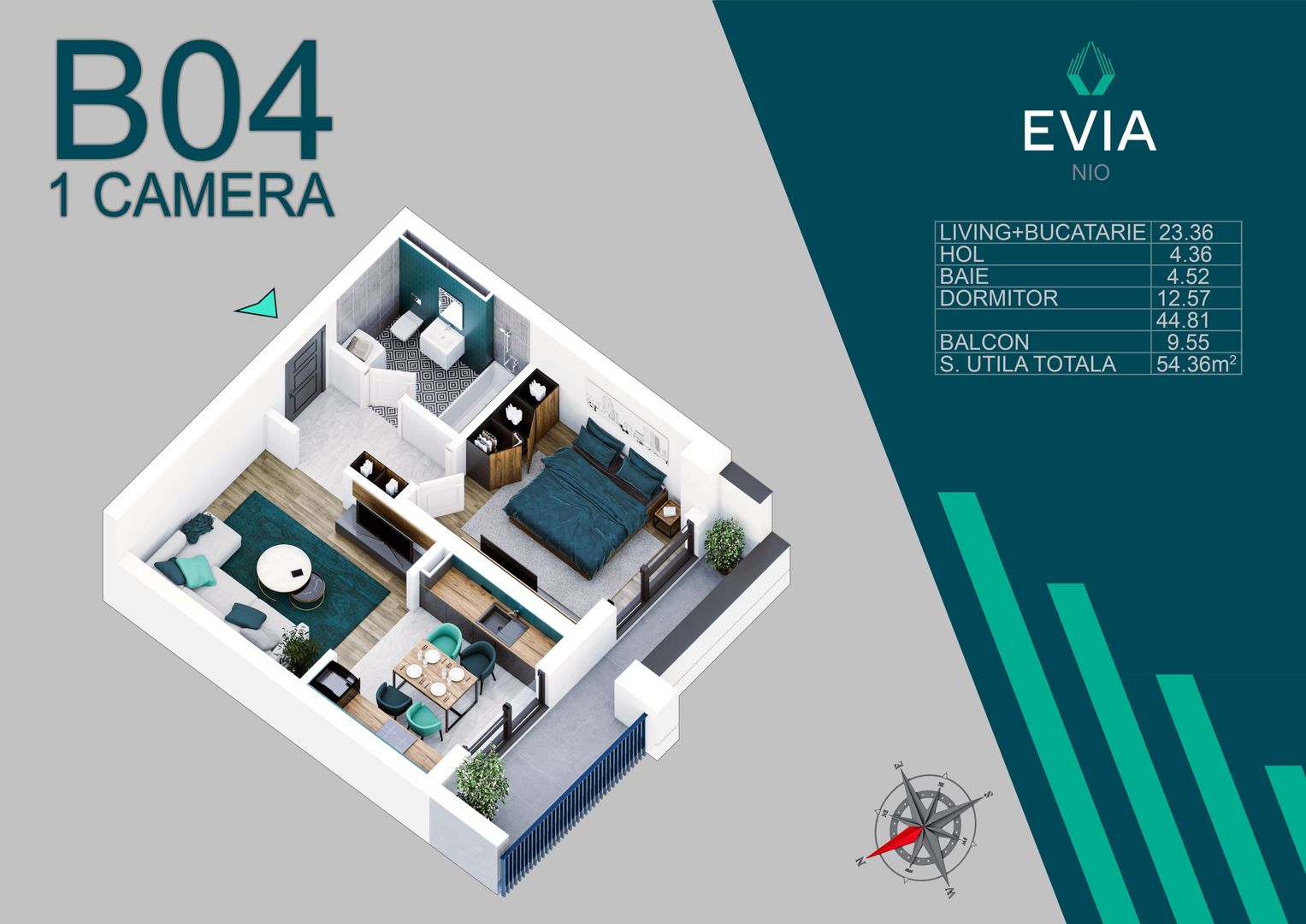 2 camere ideal investitie proiect premium - Schiță 6