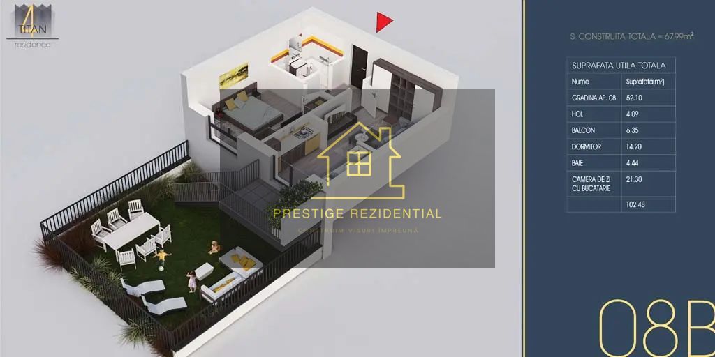 Pallady-metrou Teclu- 2cam+gradina 55mp- incalzire pardoseala, A/C - Poză 3