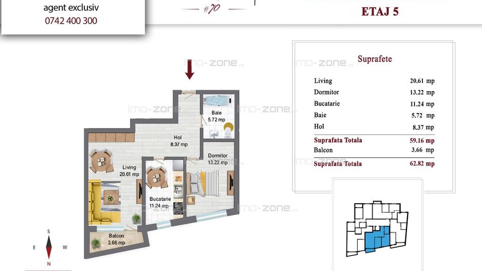 Drumul Taberei, Mall Plaza, 2 camere, lift,decomandat,FINISAT COMPLET - Schiță 1