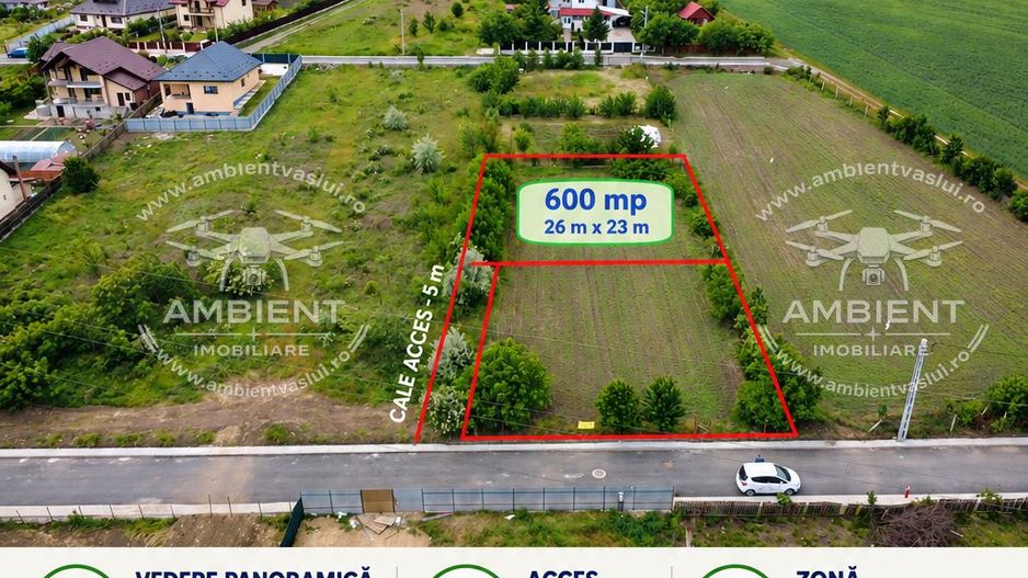 TEREN 600 mp, drum asfaltat, cu toate utilitățile, VASLUI-zona Moara Grecilor - Poză 1