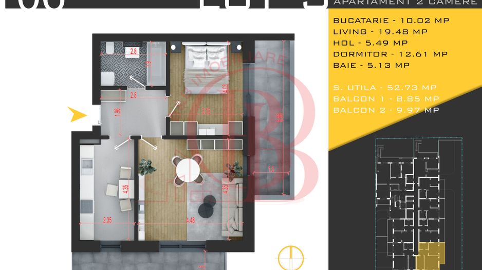 2 camere decomandat Titan Pallady  Metrou Nicolae Teclu - Schiță 10