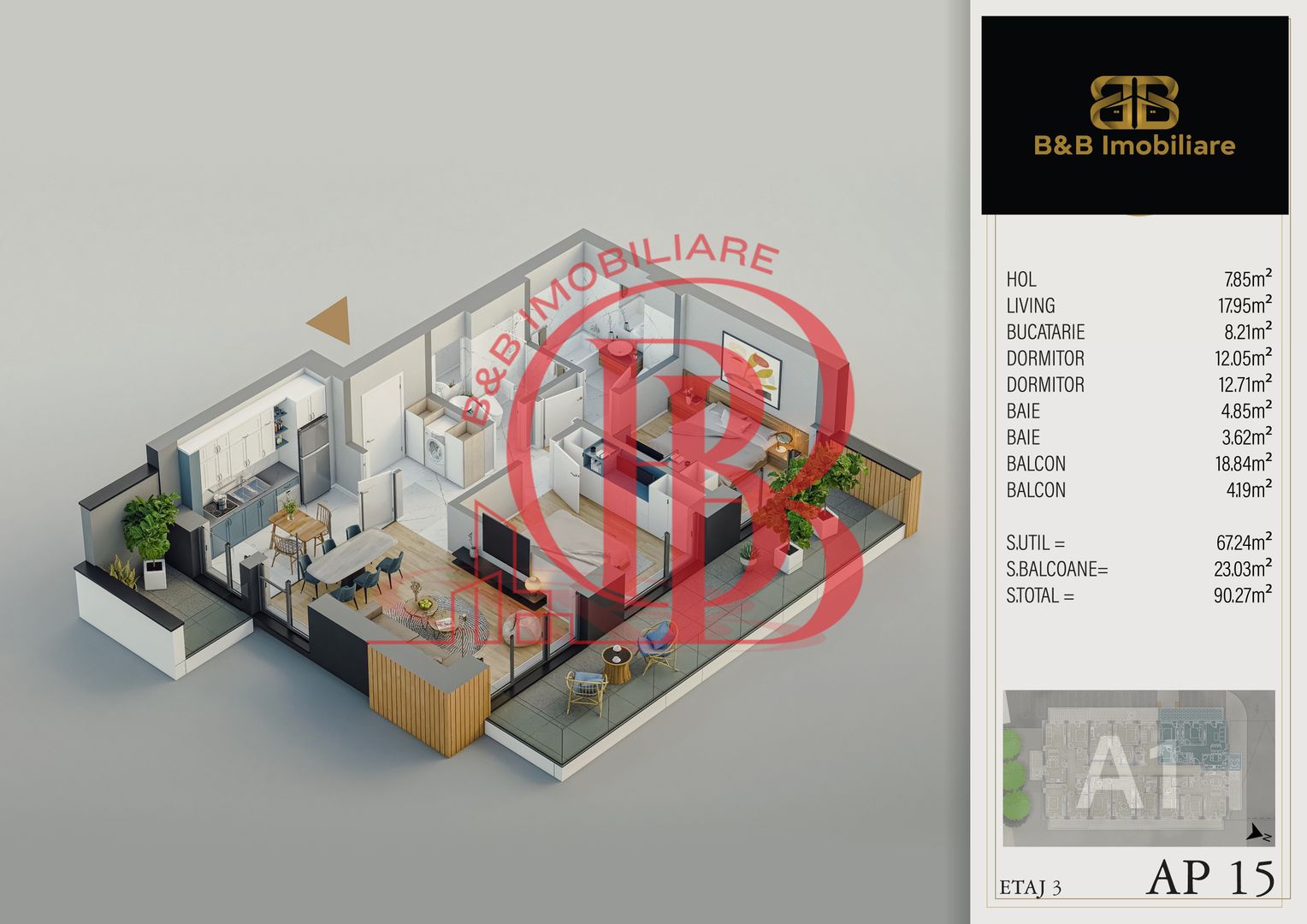 3 camere PREMIUM-Pallady -direct dezvoltator - Schiță 2