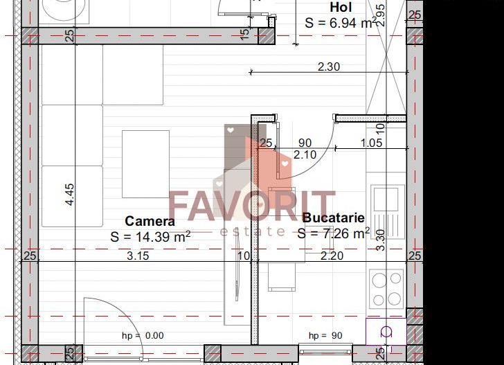 Etaj 1. Decomandat. Disponibil imediat. Loc de parcare - Schiță 10