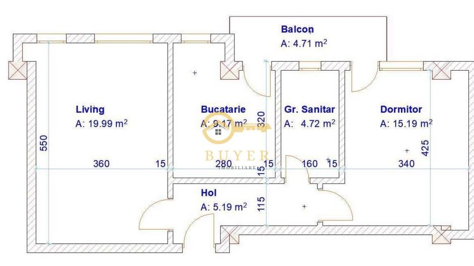 Apartament cu 2 camere si parcare subterana in Turnisor- Etaj 3 - Schiță 4