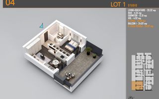 Apartament 2 camere cu Terasa-Theodor Pallady - Schiță 2