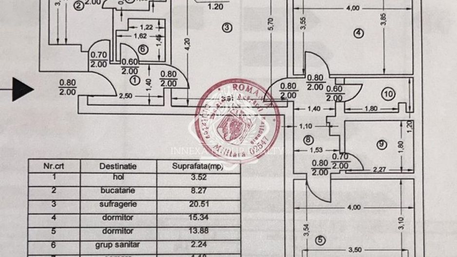 Apartament 3 camere, etaj 2/4, bloc 1990, in zona Unirii-Matei Basarab - Schiță 9