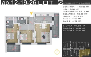 Apartament 3 Camere | Metrou Teclu | Promo parcare | Theodor Pallady - Schiță 11