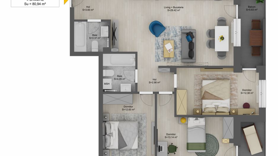 Apartament 4 camere in Sibiu - Schiță 6