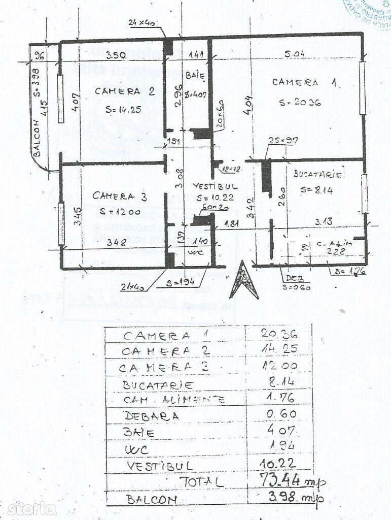Apartament 3 camere | decomandat | 74 mp | garaj I boxa I Plopilor - Schiță 12