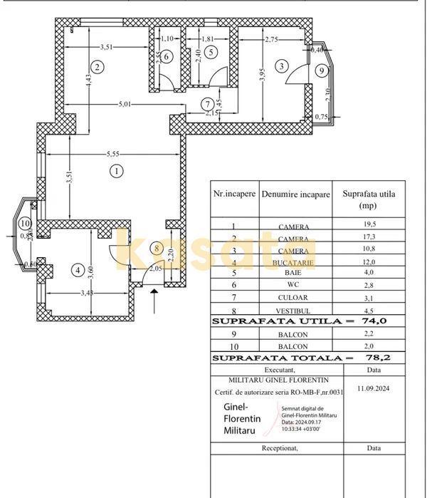 OPORTUNITATE | APARTAMENT 3 CAMERE  | MALL VITAN | BLOC 1990 - Schiță 7