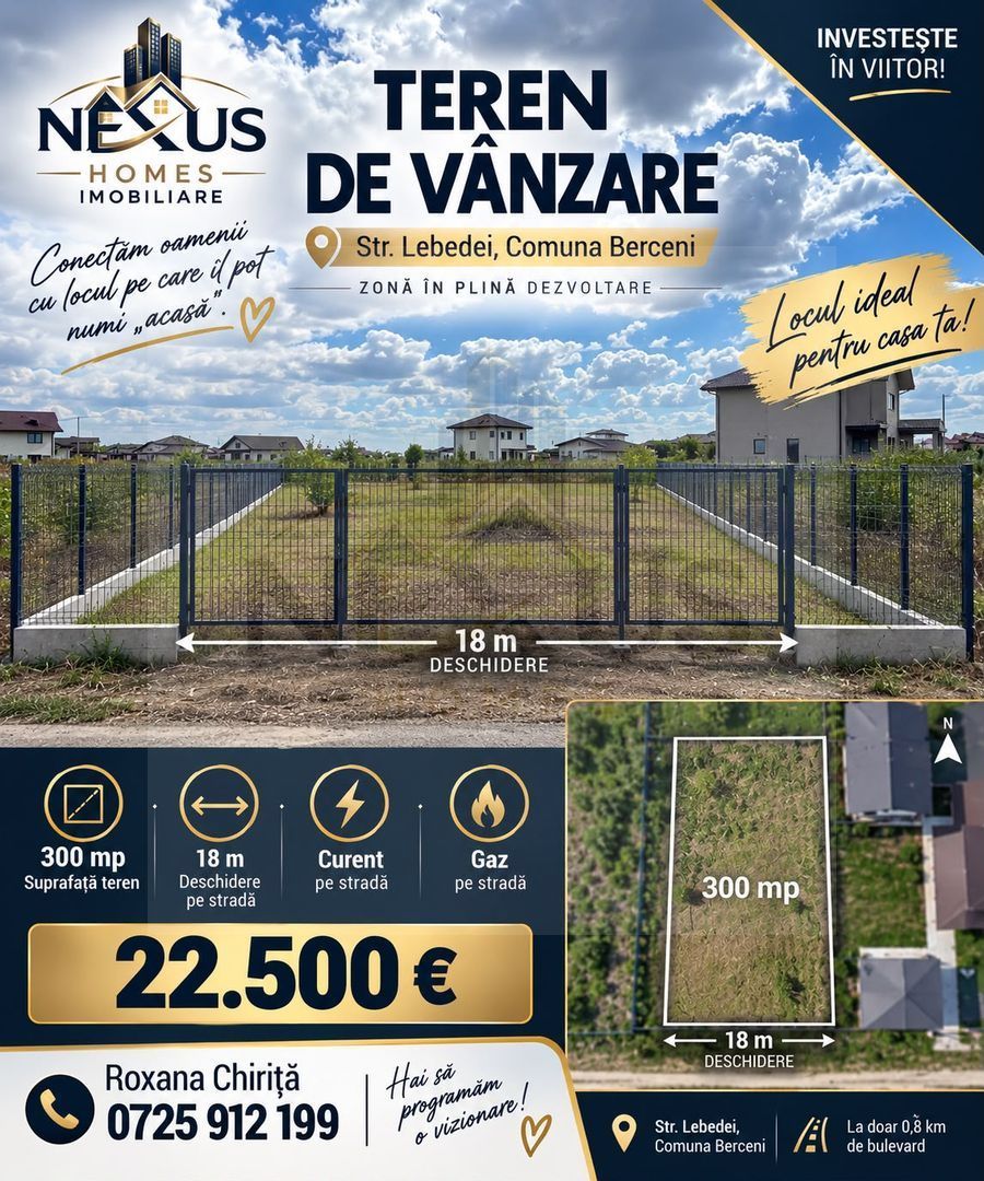 🏡 Teren intravilan | 300 mp - Comuna Berceni - Utilități în zonă - Poză 1