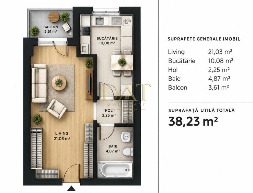 Apartament 1 camera | semifinisat | bloc nou | Soporului - Poză 1