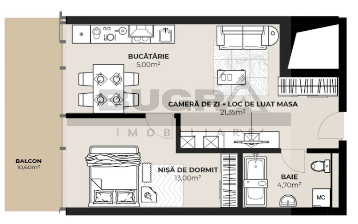 Apartament 2 camere, 44 mp, semifinisat, zona Autogara Beta - Poză 1
