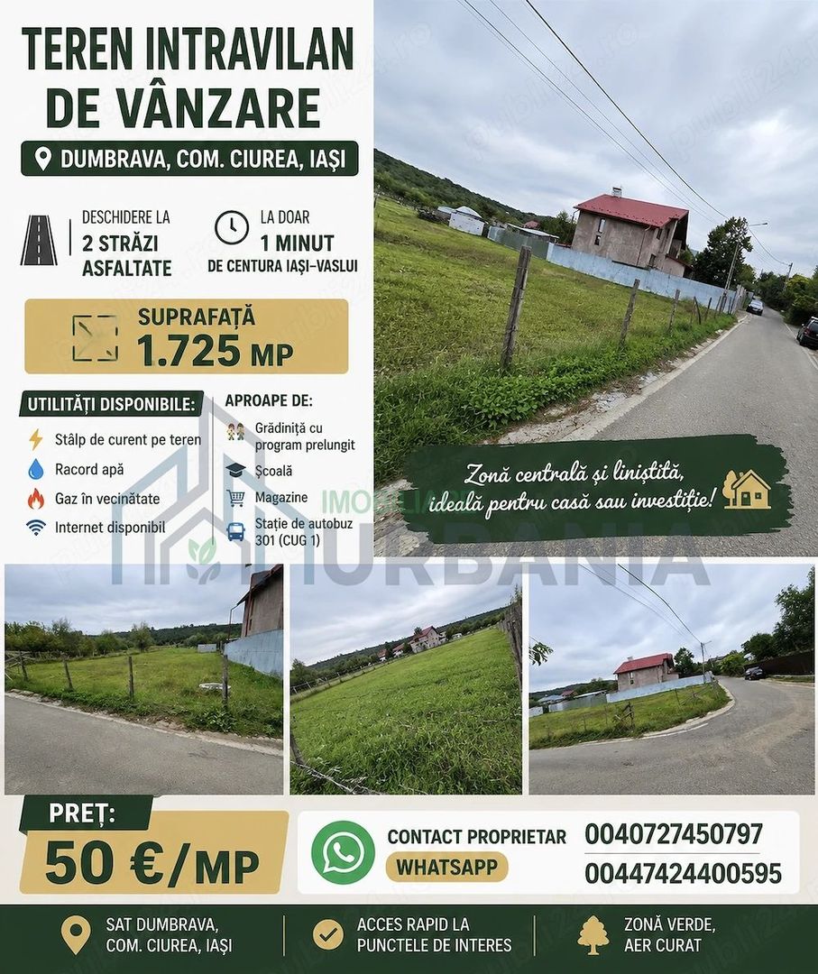 Teren intravilan de vânzare în Dumbrava, Ciurea, Iași - Poză 1