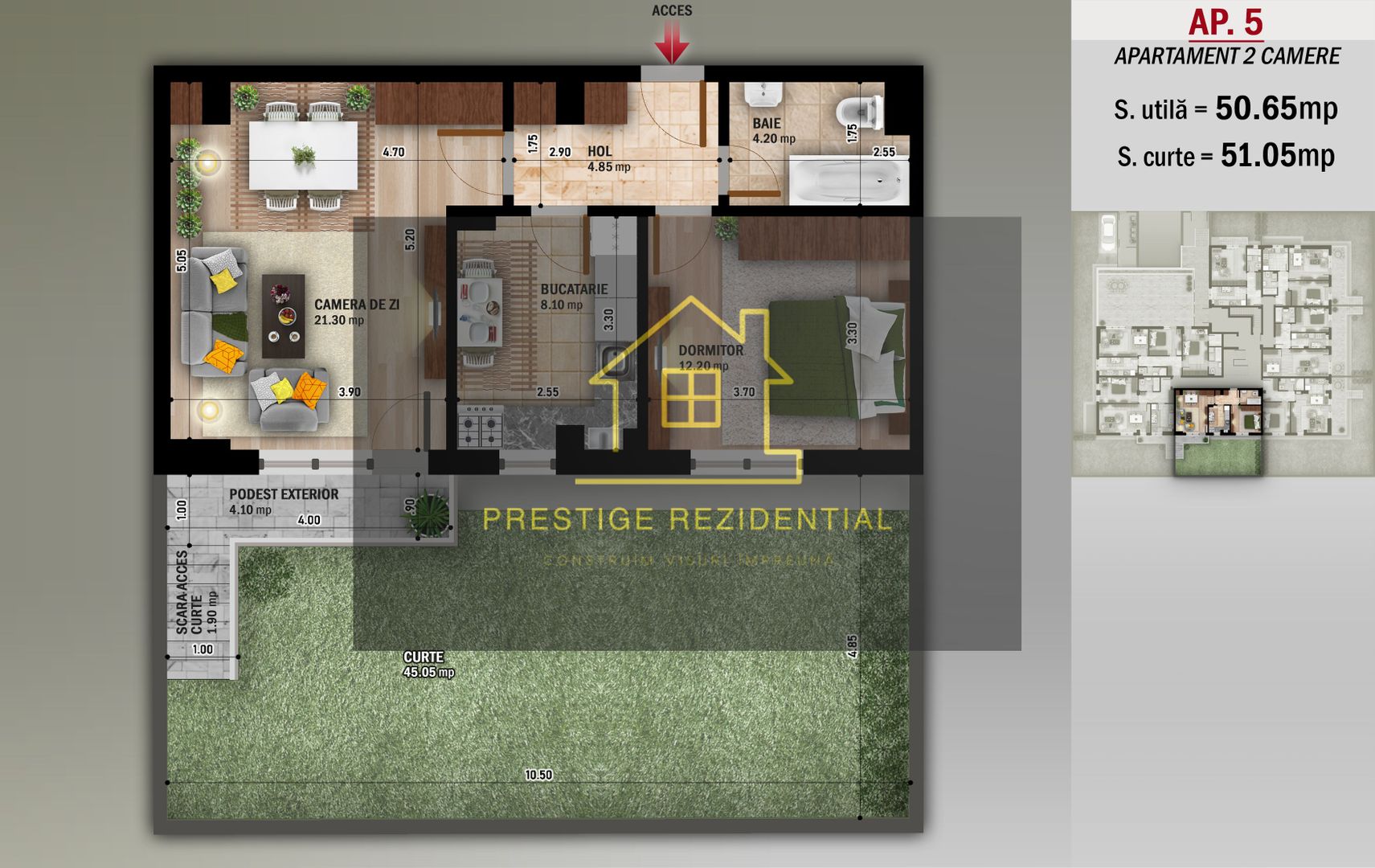 Ap 2 Camere Decomandat,Curte 51 mp,Titan-Nicolae Grigorescu-Metrou - Schiță 3