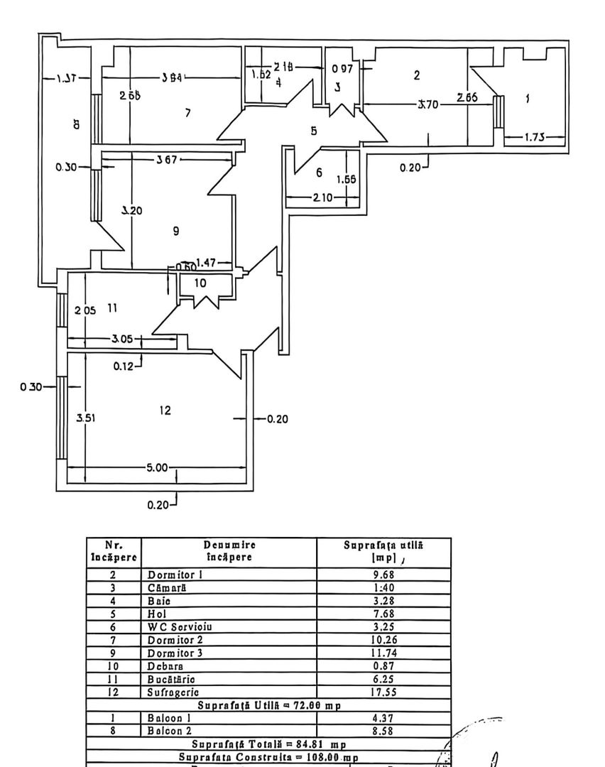 Apartament cu 4 camere, etaj 3, VASLUI zona Ultracentrală; - Poză 11