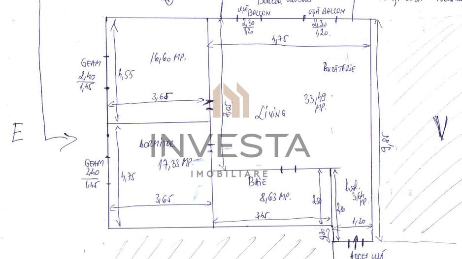 Oportunitate de investitie Buna Ziua! 3 Camere la 2600 euro/mp! - Schiță 9