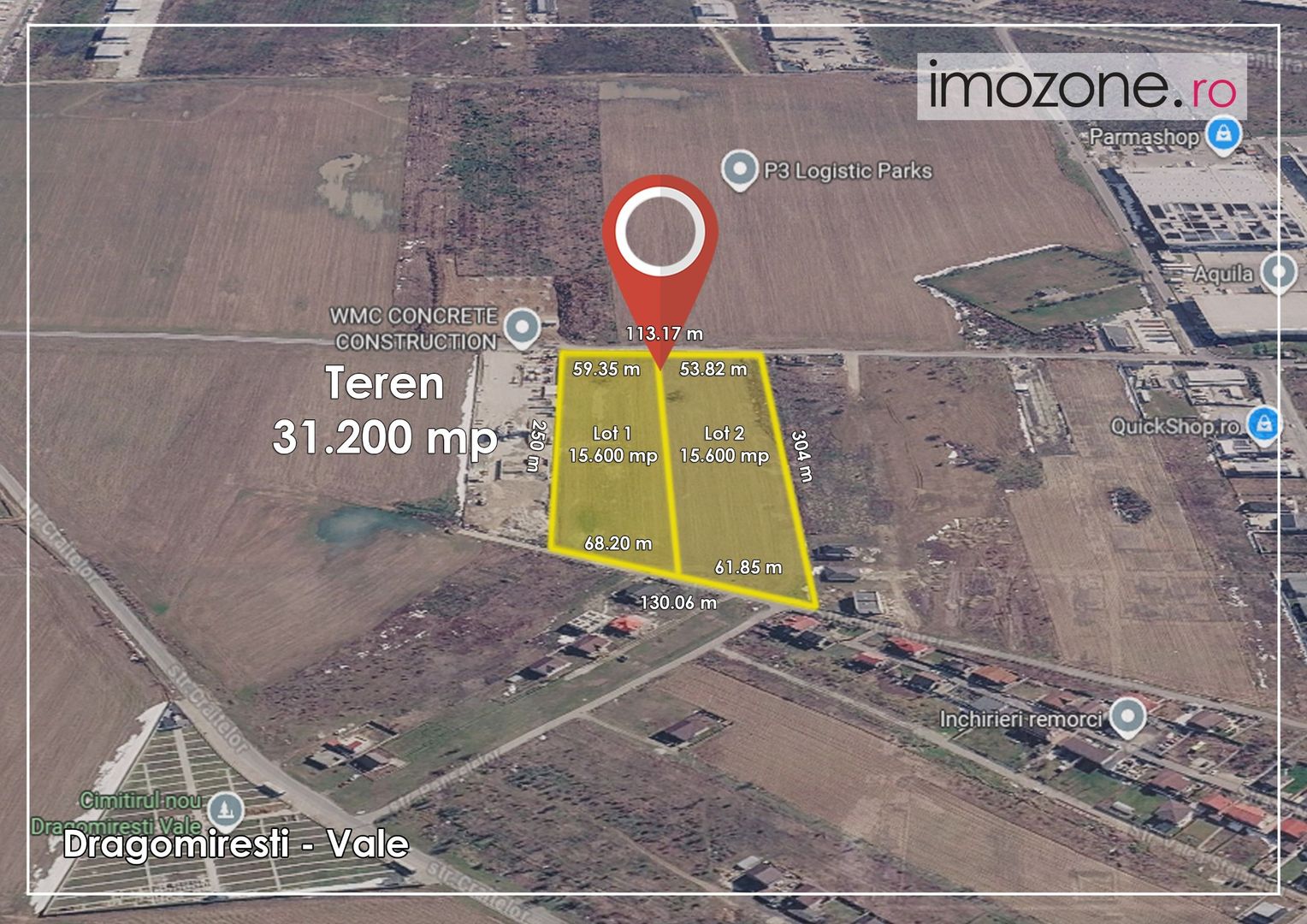 Dragomiresti Valea - Langa Centura, teren 31.200 mp, 28E/mp - Poză 2
