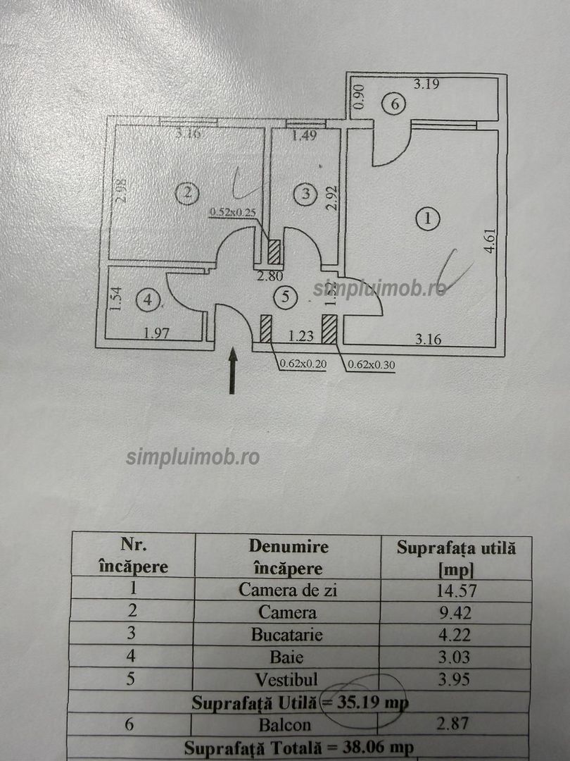 Loc de Parcare Decomandat Renovat 2 Camere Huedin - Schiță 9