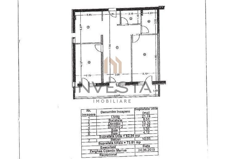 Apartament 3 camere in Ansamblu rezidential Oasului. - Schiță 3