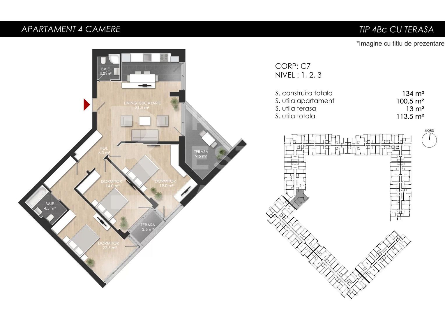 Vânzare, apartament cu 4 camere în zona Bucureștii Noi - Poză 2
