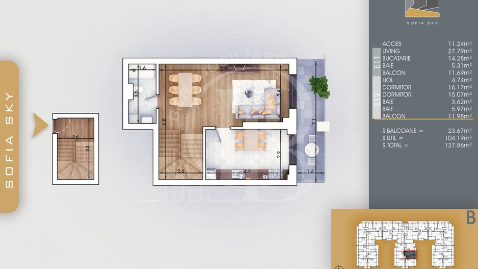 Duplex 3 camere Bloc Finalizat 7min Metrou Th. Pallady - Schiță 4