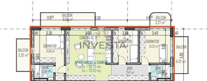 Apartament 4 camere cu 3 balcoane, bloc nou exclusivist, Calea Turzii! - Schiță 3