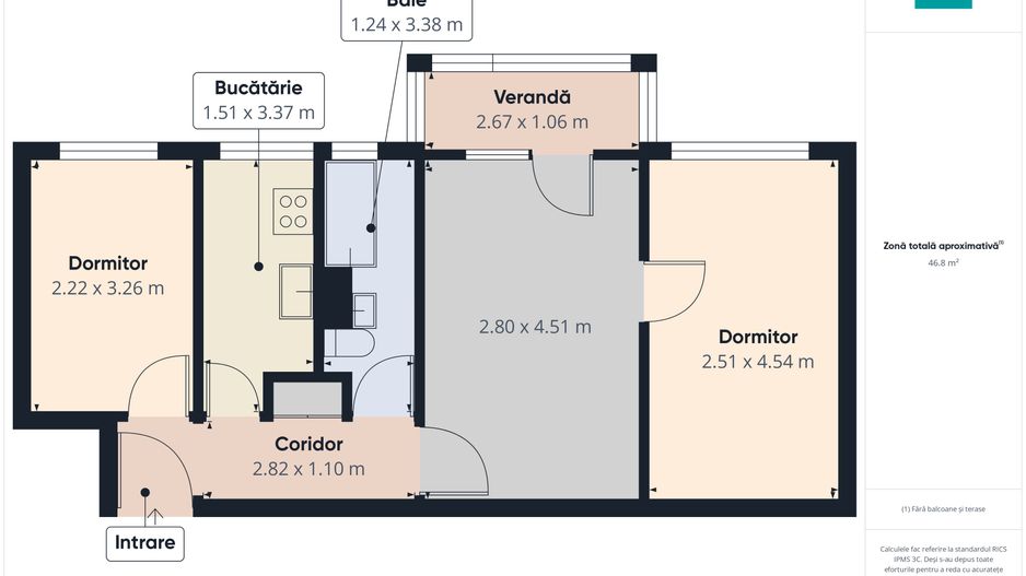 Apartament 3 camere etajul 1 zona Fortuna - Poză 9