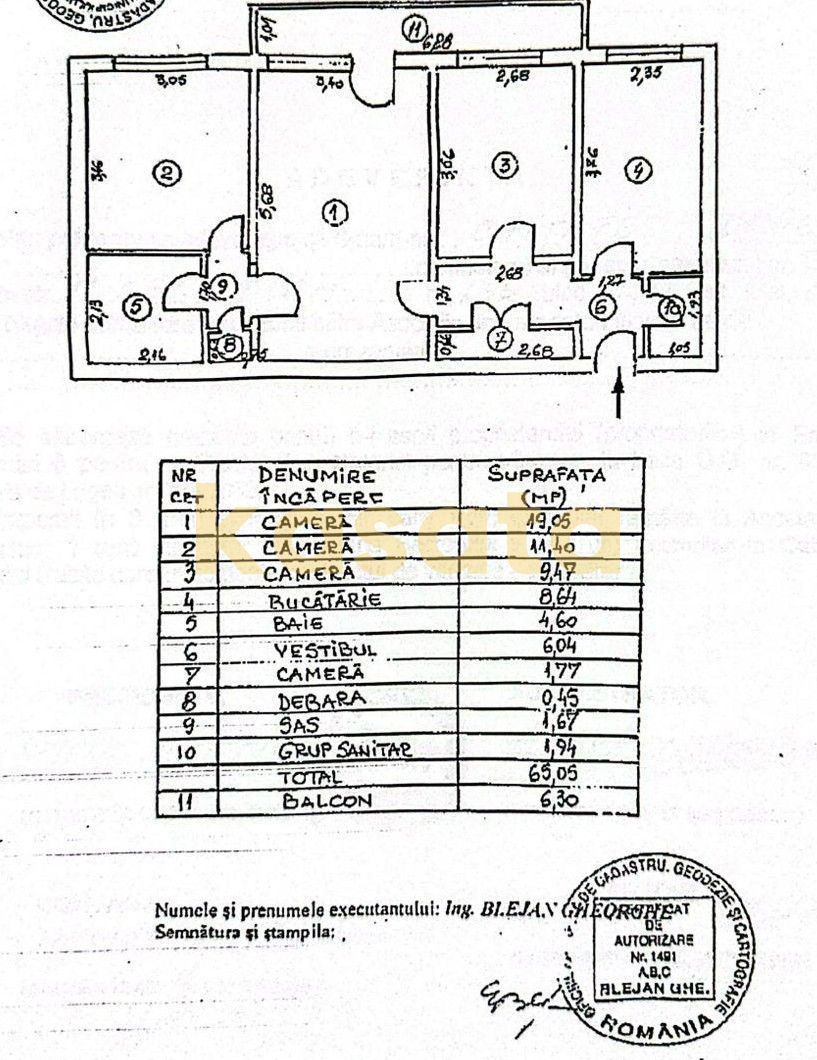 3 Camere | 13 Septembrie | Etaj Intermediar | Renovat | Bloc Anvelopat - Schiță 15