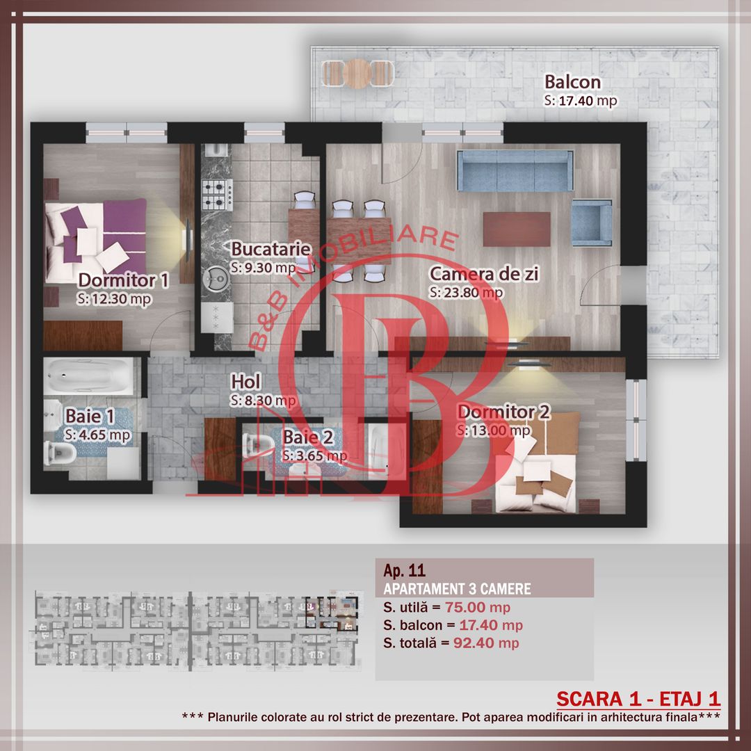 3 camere cu terasa-7 min STB Parcul Teilor Sector 3 - Schiță 10