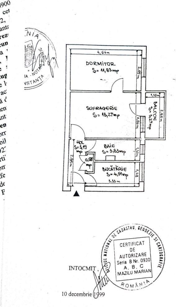 TOMIS NORS - CIRESICA | 2 camere | gaz | balcon | de inchiriat - Schiță 3