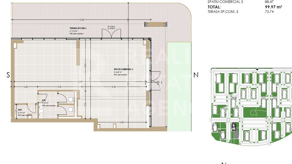 Spațiu comercial de vânzare în Complexul rezidențial Coresi - Schiță 3