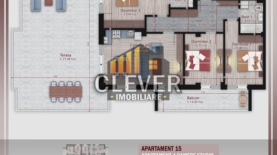 Apartament 4 camere | 173,75 mp total | Terasă 71,50 mp | Comision 0% - Schiță 8
