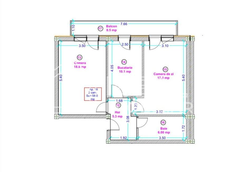 Apartament cu 2 camere de vânzare – Doamna Stanca - Schiță 9