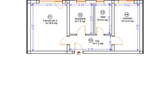 Etaj 1. Decomandat - bucatarie inchisa. Drum asfaltat. Loc de parcare. - Schiță 11