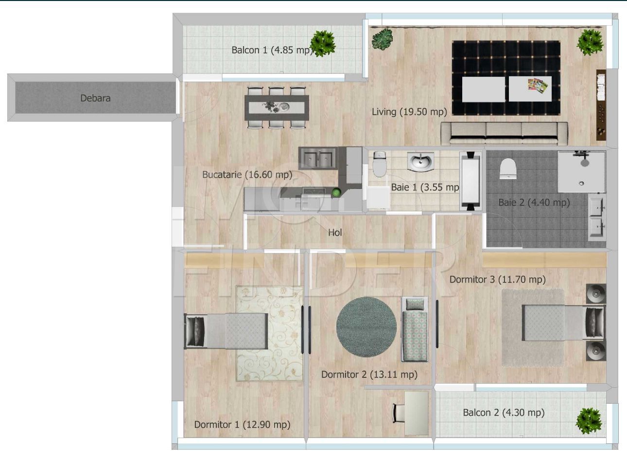 Vanzare 4 camere Zorilor, imobil nou, 95 mp, garaj inclus - Poză 9