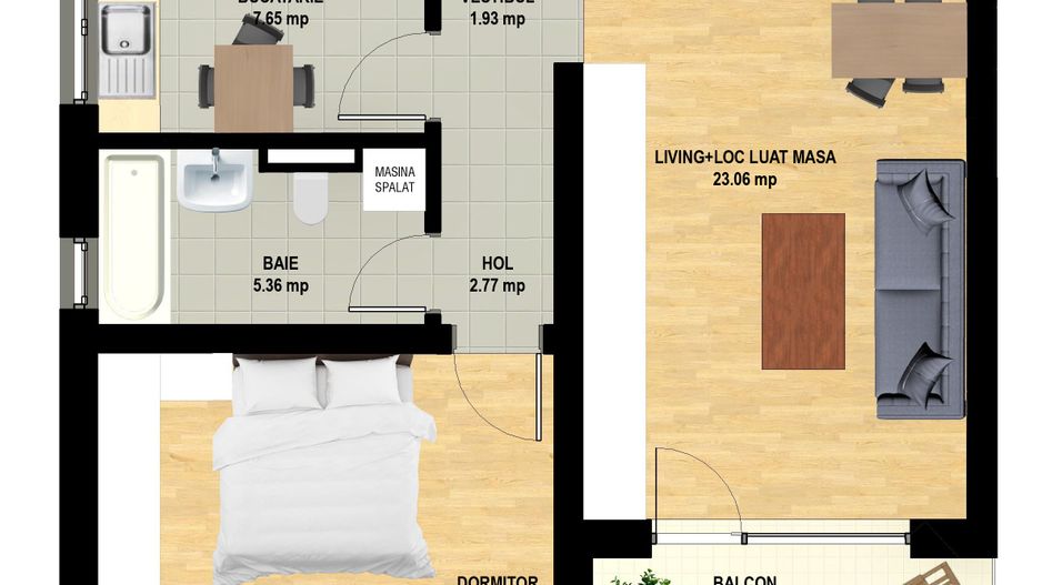 Apartament decomandat 2 camere, loc de parcare inclus - Poză 2