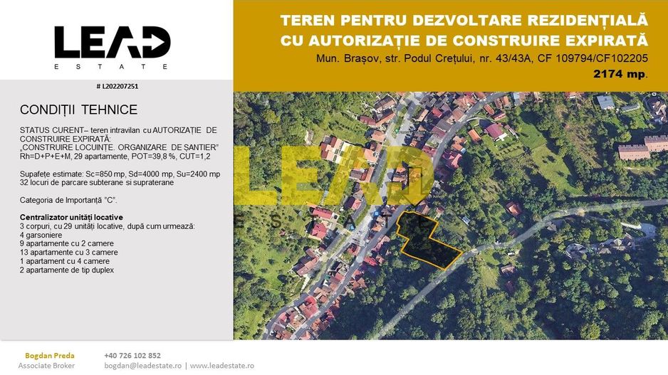 TEREN PENTRU DEZVOLTARE REZIDENȚIALĂ DE LUX CU AUTORIZAȚIE EXPIRATĂ - Poză 1