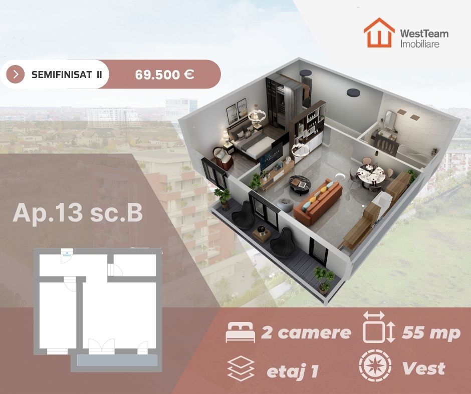 Proprietar, apartamente 2 camere, zona Torontalului, comision 0% - Poză 3