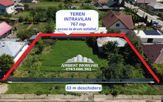 TEREN INTRAVILAN 767 mp, deschidere 33 m, SATU NOU, la 5 km de VASLUI; - Poză 2