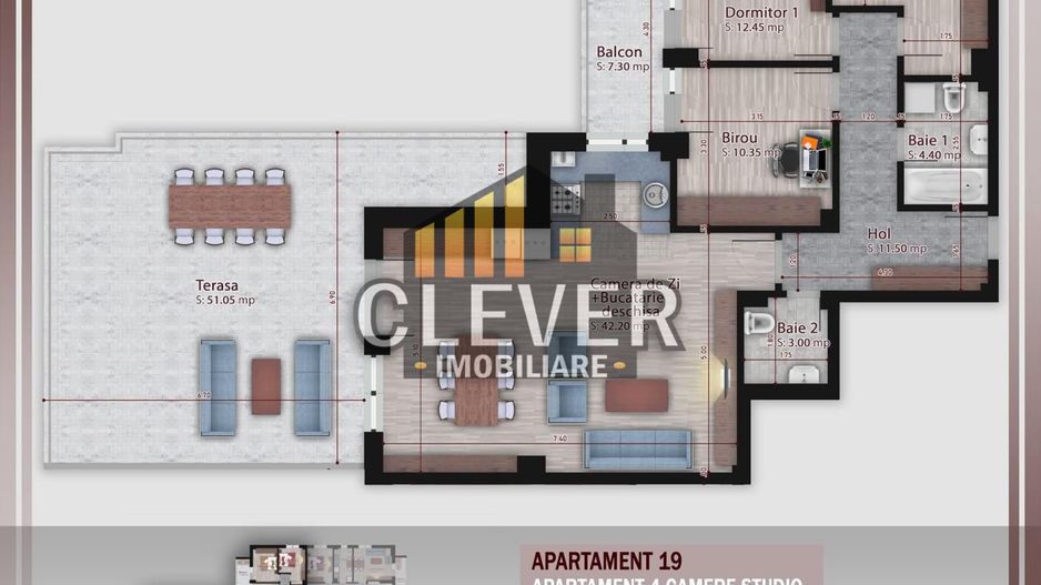Apartament 4 Camere cu terasa 51mp, Pallady,  Metrou Nicolae Teclu - Schiță 8