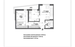 Vanzare - apartament 2 camere - imobil boutique nou - Mosilor -Eminescu - Schiță 3