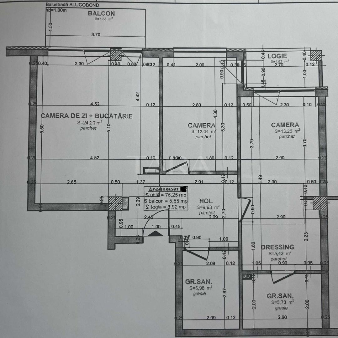 Apartament 3 camere, balcon, logie, 76mp, mobilat, utilat, parcare. - Poză 9