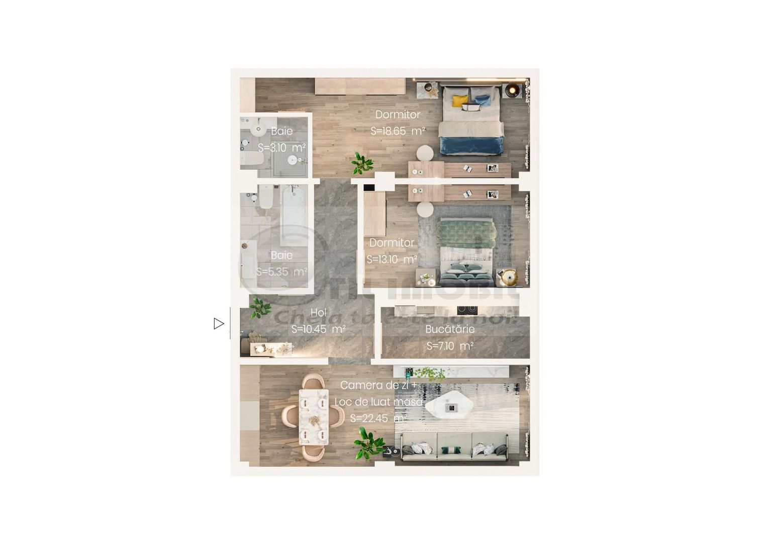 Apartament 3 camere - 85mp - Poză 1