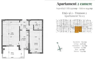 Apartament 2 camere 64 mp, Comision 0 - Theodor Pallady - Schiță 15