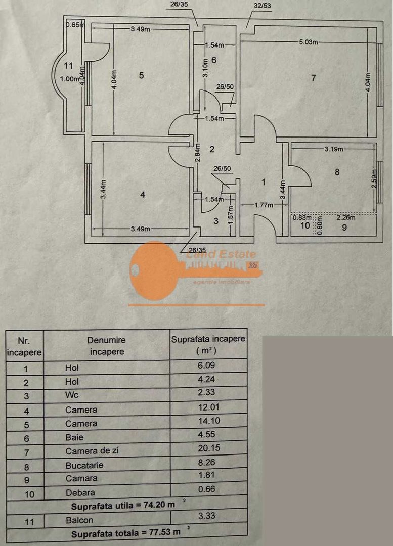 Apartament 3 camere, 79 mp, Virtutii – Metrou Lujerului si Tramvai 41, - Schiță 7