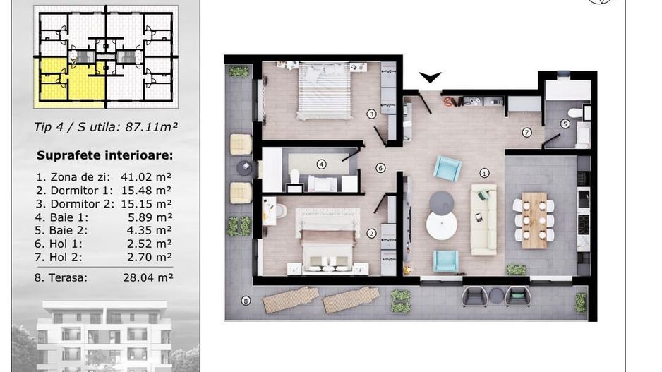 ULTIMELE 2 Penthouse-uri 87 mp  zona Torontalului !!! COMISON 0 - Poză 4